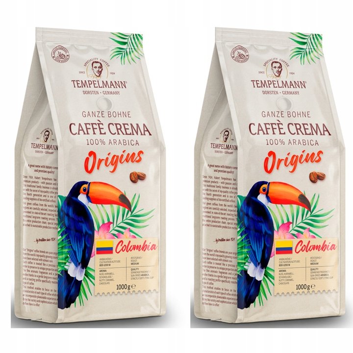 Kawa ziarnista Tempelmann Origins Colombia 100% Arabica Caffe Crema 2x1kg