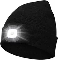 Czapki damskie - Little Hand Unisex LED Bonnet Lampe Frontale Lumière Tricoté Chapeau Hiver czapka beanie, czapka, czarna, Czarny - miniaturka - grafika 1