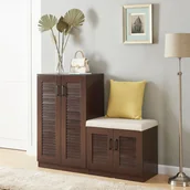 Szafki na buty - Szafka na buty 'Løten' z ławką 120x36x97cm wenge - miniaturka - grafika 1