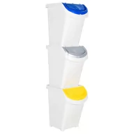 Kosze na śmieci - vidaXL Kosze na śmieci układane w stos, 3 szt., białe, PP, 120 L - miniaturka - grafika 1