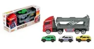 Samochody i pojazdy dla dzieci - Flota miejska - Laweta z samochodami 4-pak - Dumel - miniaturka - grafika 1