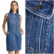 Sukienki - Lee UNIONALL DRESS Waterfall taliowana sukienka jeansowa bez rękawów S - miniaturka - grafika 1