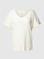 Koszulki i topy damskie - Bluzka ze wstawką z koronki model ‘MOSTER’ - miniaturka - grafika 1