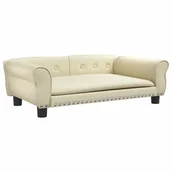 Legowiska dla psów - vidaXL Legowisko dla psa, kremowe, 95x55x30 cm, sztuczna skóra - miniaturka - grafika 1