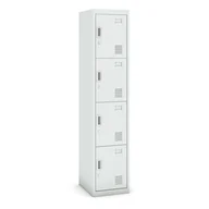 Szafki BHP - B2B Partner Szafka szatniowa 4-drzwiowa, zamek cylindryczny, 1800 x 380 x 450 mm, szara/szara CY-019 RAL7035/7035 - miniaturka - grafika 1