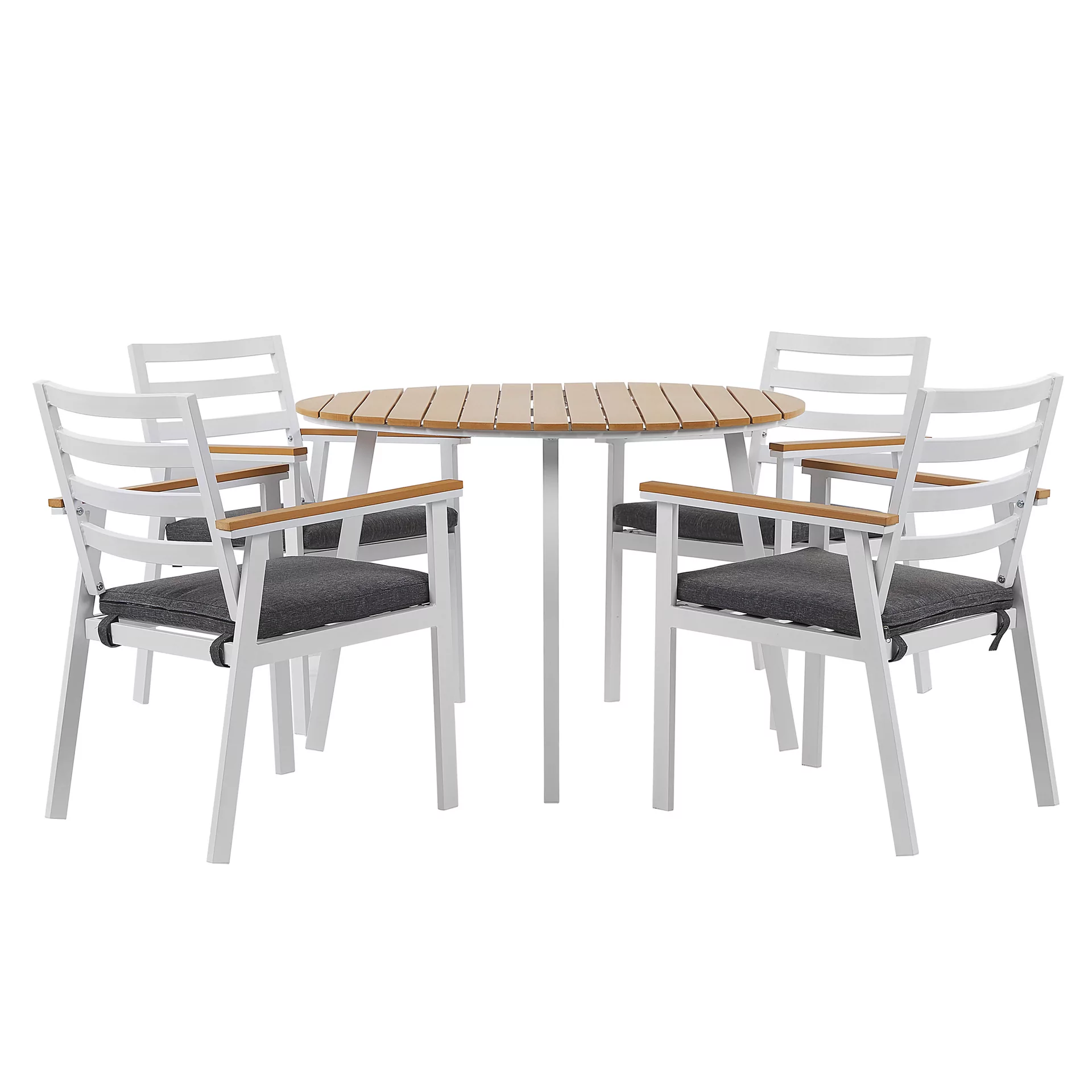 Beliani Zestaw ogrodowy stół i 4 krzesła biały CAVOLI