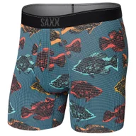 Majtki męskie - Bokserki męskie trekkingowe / sportowe z rozporkiem SAXX QUEST Boxer Brief Fly cienie ryb – niebieskie - miniaturka - grafika 1