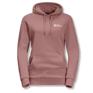 Bluza damska Jack Wolfskin Essential z kapturem bawełniana różowa-XL - Bluzy damskie - miniaturka - grafika 1
