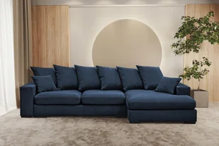 Sofa w kształcie L GABON narożnik z funkcją spania Riviera niebieski prawy - Narożniki - miniaturka - grafika 1