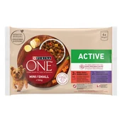 Mokra karma dla psów - Purina One Mini Active Karma dla psów z wołowiną z ziemniakami i kaczką z makaronem 4 x 85g - miniaturka - grafika 1