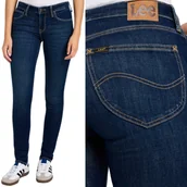Spodnie damskie - Lee SCARLETT Solid Blue GRANATOWE DAMSKIE SPODNIE JEANSOWE RURKI W26 L31 - miniaturka - grafika 1