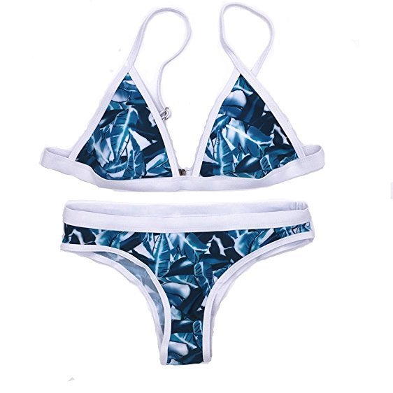 DAMSKI STRÓJ KĄPIELOWY BIKINI NIEBIESKI TROPIKALNY DWUCZĘŚCIOWY M