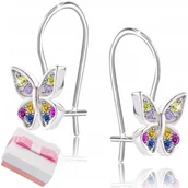 Biżuteria dla dzieci - Kolczyki srebrne kolorowe motylki dla dziewczynki - piękne ożywienie - miniaturka - grafika 1