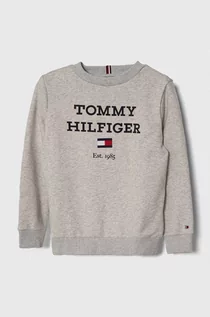 Bluzy dla chłopców - Tommy Hilfiger bluza dziecięca kolor szary z nadrukiem - grafika 1