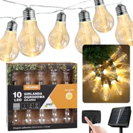Dekoracje sali - Girlanda ogrodowa solarna 10 LED ciepły biały, łańcuch świetlny 3,8m - miniaturka - grafika 1