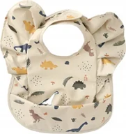 Śliniaki i fartuszki - Śliniaczek dla Niemowlaka z Kieszonką i Falbankami BEŻOWY DINOZAURY - miniaturka - grafika 1