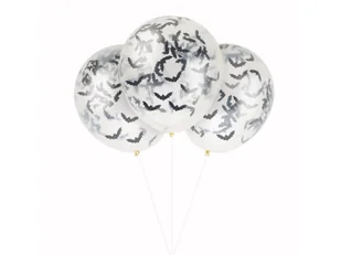 Balony lateksowe z konfetti Nietoperze - 40 cm - 5 szt. - Halloween - miniaturka - grafika 1