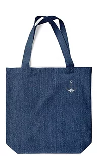 Green Fish Denim Torba na zakupy, torba na zakupy wielokrotnego użytku, torba na zakupy, nadająca się do prania w pralce, składana, jeansowa torebka z uchwytami, 38x42 cm - Torebki damskie - miniaturka - grafika 1