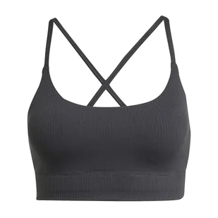 adidas Damski biustonosz podtrzymujący All Me Rib Light Support Bra M czarny - Biustonosze - miniaturka - grafika 1