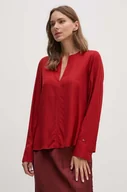 Bluzki damskie - Tommy Hilfiger bluzka damska kolor bordowy gładka WW0WW43364 - miniaturka - grafika 1