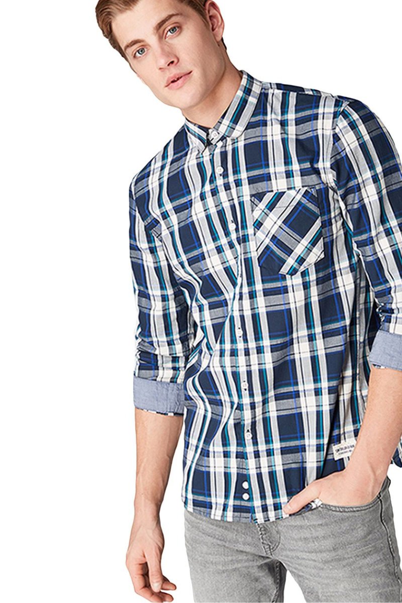 Koszula męska Tom Tailor Denim granatowa w kratkę-S