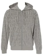 Bluzy męskie - Emporio Armani Męska bluza z zamkiem żakardowym Bold Logo Chenille, Stone Jacquard, L - miniaturka - grafika 1