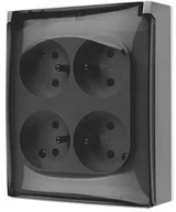 Gniazdka elektryczne - SIMON AQUACLICK Gniazdo poczwórne natynkowe klapka - miniaturka - grafika 1