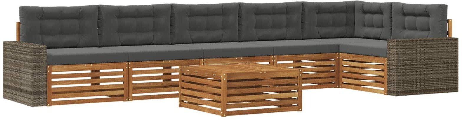vidaXL Zestaw sof na zewnątrz 7 pcs Naturalny i Antracytowy