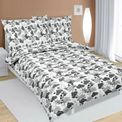 Pościel - Bellatex Pościel z kory Kwiat szary, 140 x 200 cm, 70 x 90 cm - miniaturka - grafika 1