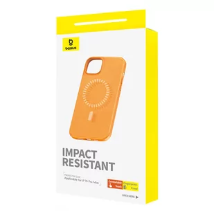 Magnetyczne Etui na telefon iPhone 15 ProMax Baseus Fauxther Series (Pomarańczowe) - Etui i futerały do telefonów - miniaturka - grafika 3