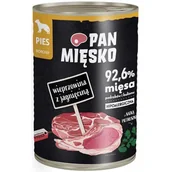 Mokra karma dla psów - PAN MIĘSKO - Karma mokra dla psa wieprzowina z jagnięciną puszka 400g - miniaturka - grafika 1