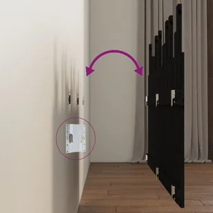 Wezgłowie łóżka, czarne, 146,5x3x80 cm, lite drewno sosnowe Lumarko! - Inne meble do sypialni - miniaturka - grafika 7