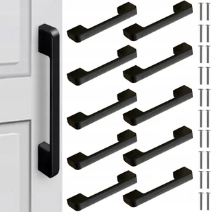 Uchwyt meblowy reling czarny matowe 10,4 x 2,2 x 1,2 cm 10SZT - Meble modułowe i akcesoria - miniaturka - grafika 1