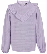 Bluzki damskie - Bruuns Bazaar Fioletowa Bluzka Z Falbankami Długi Rękaw 158 Kyb - miniaturka - grafika 1