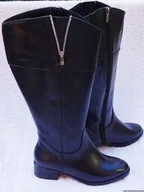 Kozaki damskie - BnW Kozaki ze skóry cholewka 50 cm płaski 4 cm - miniaturka - grafika 1