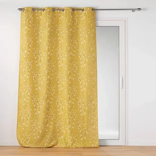Zasłona musztardowa SAKURA, na przelotkach, wzór roślinny - Zasłony - miniaturka - grafika 1