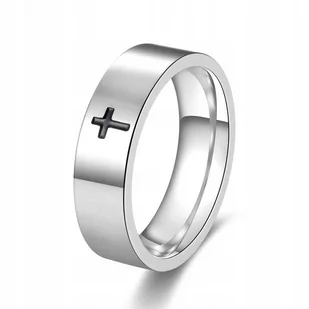 Obrączka PIERŚCIEŃ Sygnet SREBRNY Stal Krzyżyk 242 - Pierścionki - miniaturka - grafika 1