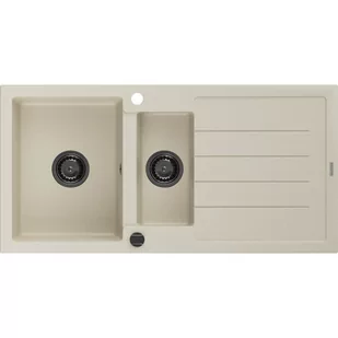 Mexen Andres zlewozmywak granitowy 1,5-komorowy z ociekaczem 1000 x 500 mm, beżowy, syfon czarny - Zlewozmywaki - miniaturka - grafika 1