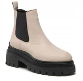 Botki damskie - Tamaris Botki Damskie Beżowe Skórzane 38 1Żde - miniaturka - grafika 1