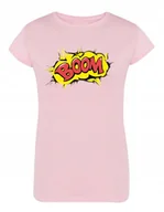 Koszulki i topy damskie - T-Shirt damski kolorowy nadruk BOOM r.L - miniaturka - grafika 1