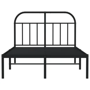 Metalowa rama łóżka z wezgłowiem, czarna, 120x200 cm Lumarko! - Łóżka - miniaturka - grafika 7