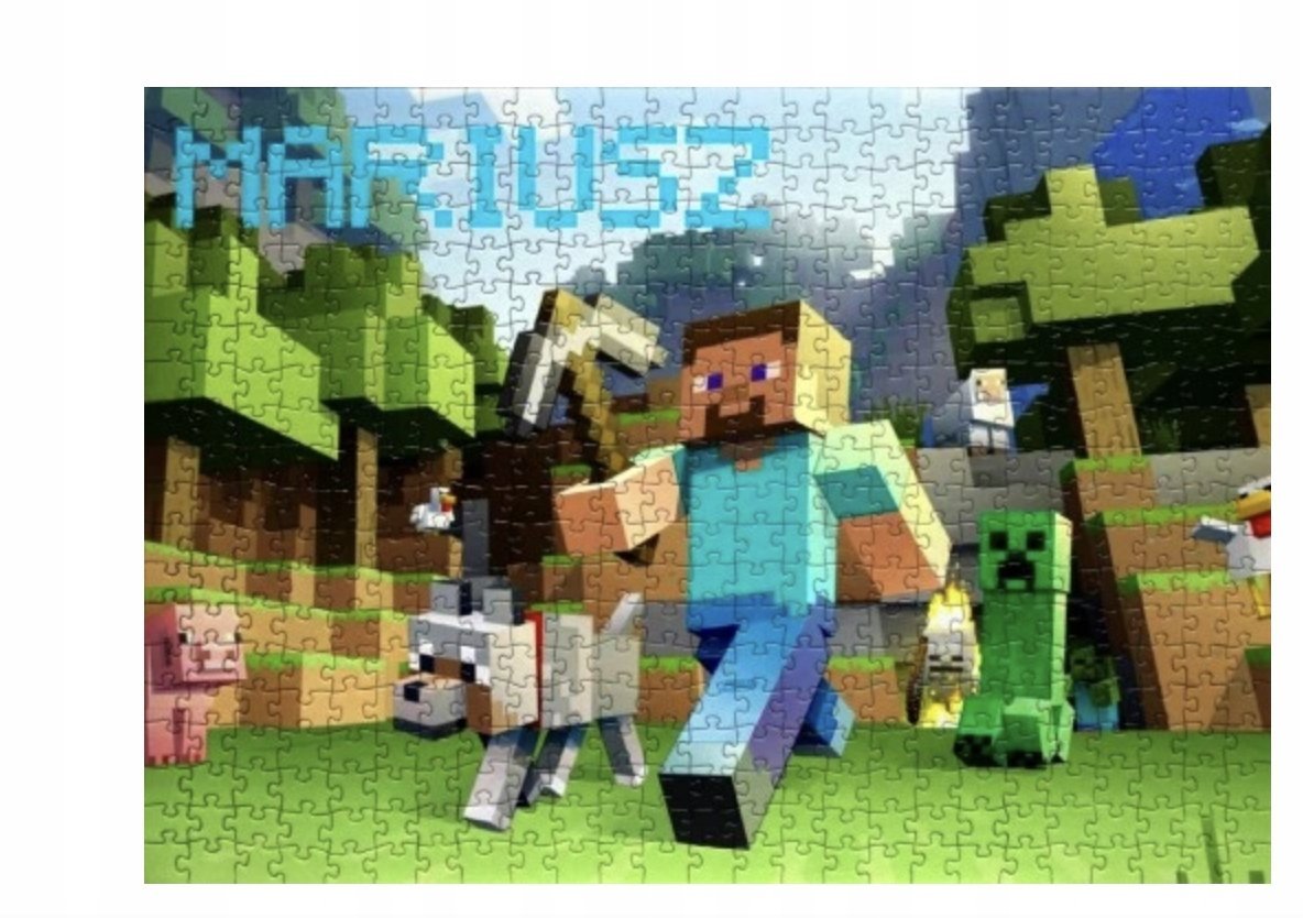 Puzzle MINECRAFT PREZENT A3 252 el z Nadrukiem + IMIĘ Pudełko 43