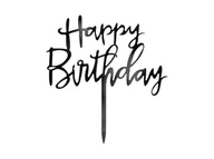Ciasta i półprodukty do ciast - Topper na tort Happy Birthday czarny - 1 szt. - miniaturka - grafika 1