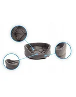 Legowiska dla psów - FERA Legowisko dla psa owalne z poduszką 66x55x17 cm szare - miniaturka - grafika 1