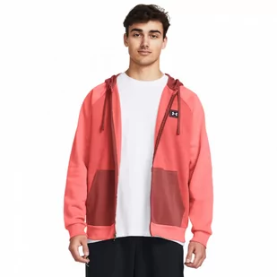 Męska bluza dresowa rozpinana z kapturem Under Armour UA Rival Flc FZ Colorblock - łososiowa - UNDER ARMOUR - Koszulki sportowe męskie - miniaturka - grafika 1