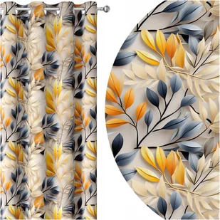 ZASŁONY GOTOWE NA PRZELOTKACH 140x250 PRZELOTKI LIŚCIE 289 SKRÓCENIE W CENIE - Zasłony - miniaturka - grafika 1