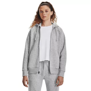 Bluzy sportowe damskie - Damska bluza dresowa rozpinana z kapturem Under Armour UA Rival Fleece FZ Hoodie - szara - UNDER ARMOUR - grafika 1