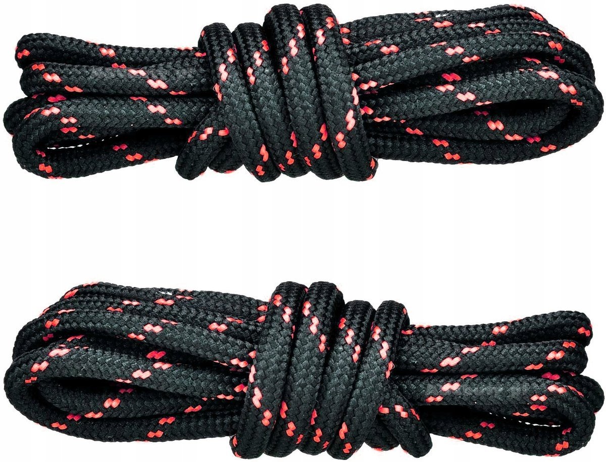 CZARNE CZERWONE Sznurówki TREKKINGOWE 140 cm Okrągłe 5 mm SZNUROWADŁA G9-66