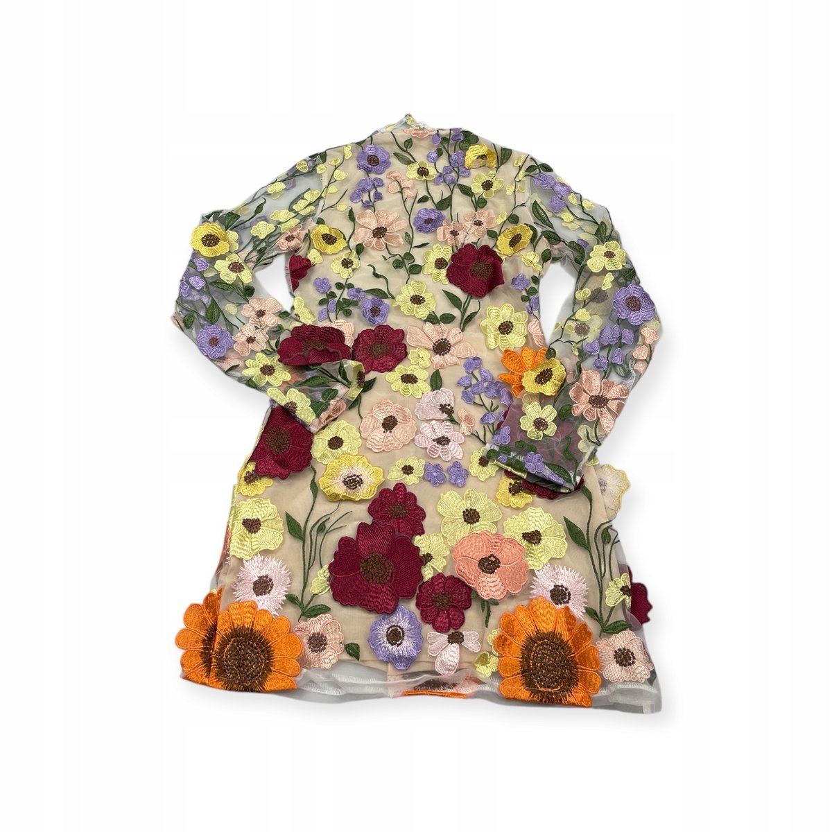 Sukienka Old Money S haftowana kwiaty elegancka mini nowa premium