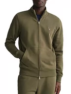 Bluzy męskie - GANT Męska bluza REG Shield Full Zip Sweat, Juniper Green, Standard, Juniper Green - miniaturka - grafika 1